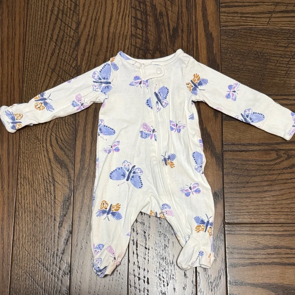 Carter's Baby Footie Sleepers - Mint Green, Peach, White with Prints - Picture 9 of 10